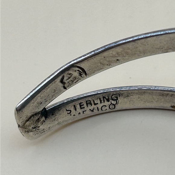 Vintage Sterling Silver Mexico Turquoise Cuff Bracelet 7" - Picture 7 of 11